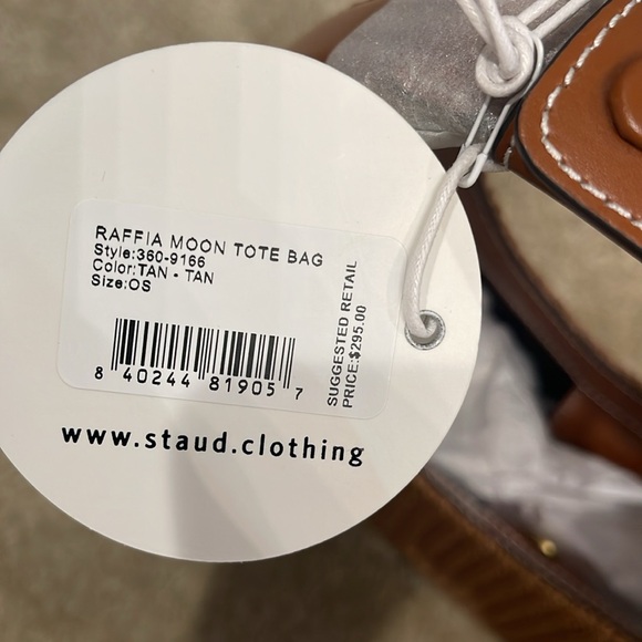 STAUD RAFFIA MOON TOTE BAG - TAN - Picture 4 of 10